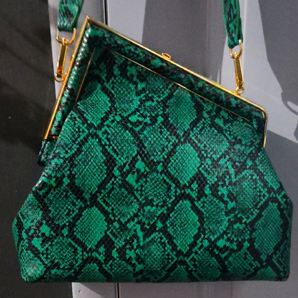 FENDI Green Snake Print Women Purse